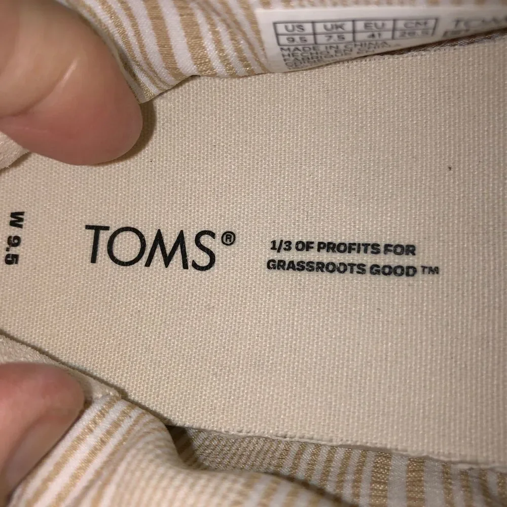 TOMS Parker Womens Size 9.5 Natural Beige Woven Slip On Casual Shoes Sneakers
